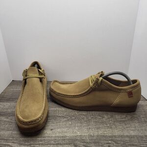 Clarks Collection Wallabees Shoes Men size 12 Tan Suede Leather Moccasin 15522